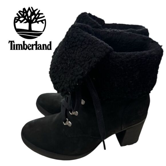 TIMBERLAND Women's Camdale Black Suede Leather Boots Ankle Booties 8.5 - Picture 3 of 8